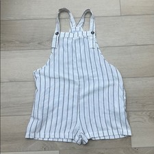 Striped White and Black Overalls