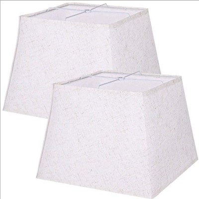 2 Pcs Square Lampshades, 9.8'' Top x 12'' Bottom x 10'' H, Easy Assembly Req(Beige)