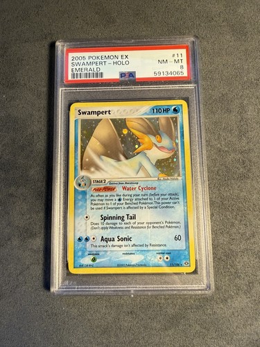 2005 POKEMON EX EMERALD #11 SWAMPERT-HOLO PSA 8