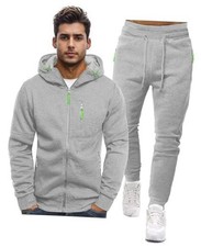 Men's Sweat Suits Jogging Tracksuit 2 Piece Set Casual Medium Light Gray