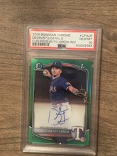 2025 Bowman Chrome Devin Fitz Gerald Green Refractor Auto /99 PSA 10 Rangers 