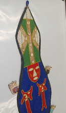 Really Rare! Vtg African Yoruba Beaded wall hanger Lizard 52'"