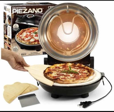 #ad Granitestone Piezano Electric Countertop Pizza Oven Black with Accessories $69.99