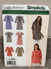 Pattern for Misses Tunic with Long or Short Sleeves Size 6-14 Simplicity 2365