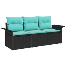 Garden Sofa Set with Cushion with Storage 3 pcs Poly rattan Outdoor vidaXL