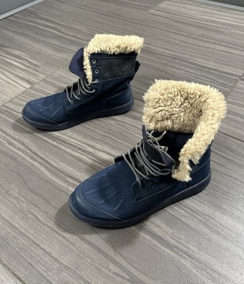 UGG AUSTRALIA Baxter Indigo Navy Blue Suede Lace Up Winter Boots Boys Men Size 6