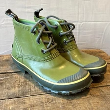 Bogs Charlot Rain Boots Womens Sz 6 Green Rubber Waterproof Lace Up Ankle 62314