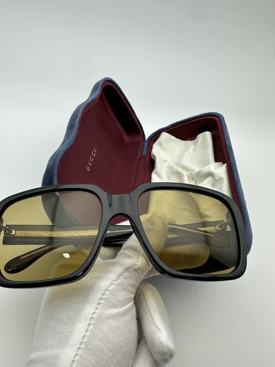 Gucci GG0786S Black Frame Yellow Lens Square Men's