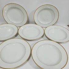 Vintage Princess Heritage by Princess House Pasta Bowls 8.5" Gold Trim Lot of 7
