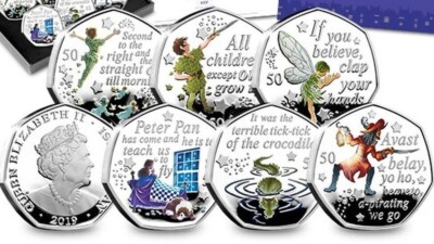 2019 Isle of Man Peter Pan 50p Pence Silver Proof Coin Set - Full Collectors Set