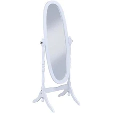 Coaster Foyet Traditional Wood Frame Oval Cheval Mirror in White