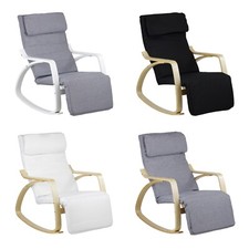 Poltrona a Dondolo LIBERTY Con Braccioli e Poggiapiedi Regolabile In Tessuto