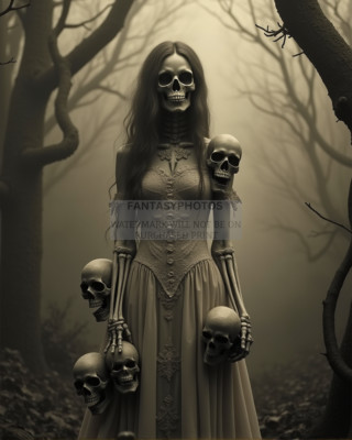 CREEPY VINTAGE SKELETON BRIDE IN WEDDING DRESS GOTHIC 8X10 FANTASY PHOTO