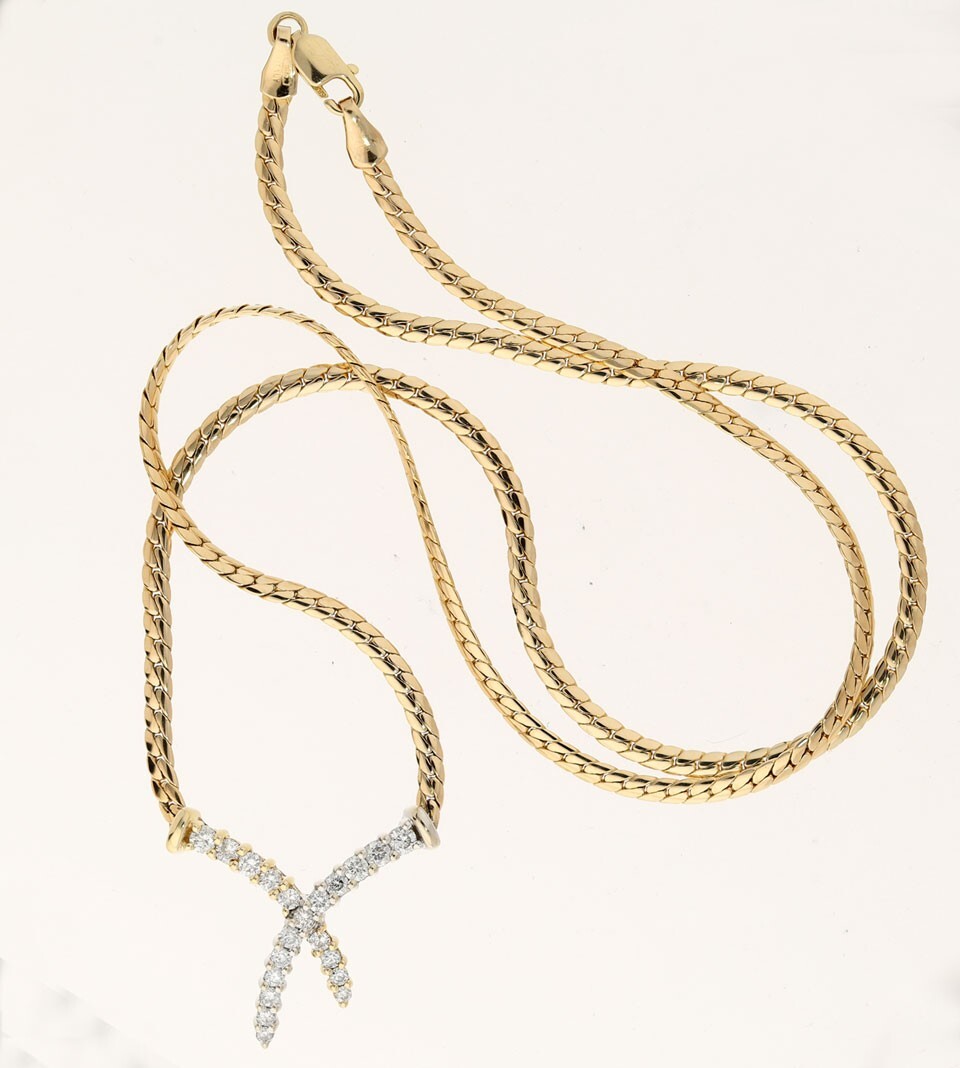Diamond “X” Necklace 14K Two Tone Gold .50CT 16” Long eBay
