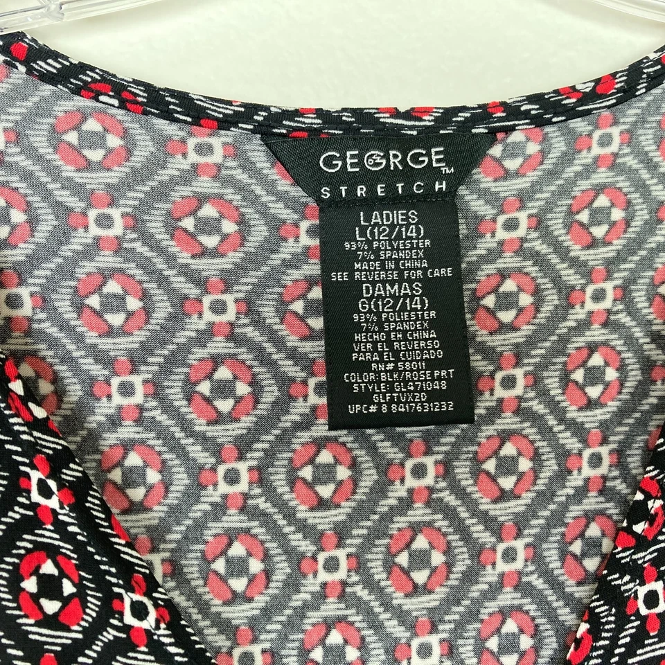 Vestido midi George para mujer línea A talla L elástico jersey cuello en V manga 3/4 Foto 3 de 4