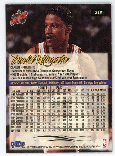1997-98 Fleer Ultra David Wingate #218 - Picture 2 of 2