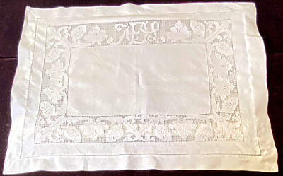 Antique 19th C.  Estate Linen Pillow Sham with Drawn Thread Lace  DF 111