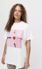 Barbie Urban Outfitters T-Shirt Dress M/L White Short Sleeve Sold Out NWT $55