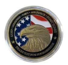 US Military Eagle Challenge Coin Army Marines Navy Air Force Coast Guard in Case