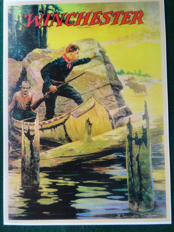Winchester Firearms Advertising Poster, Elwell, Artist, Western Artwork 