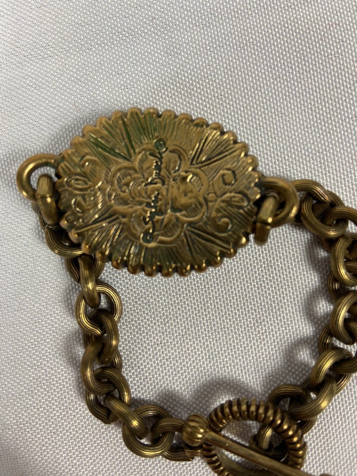 Pulsera de cadena de topacio ahumado firmada con acabado de latón mate Stephen Dweck Foto 3 de 3