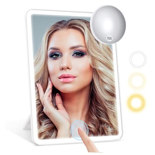 Portable 10x7.5 Rechargeable LED Travel Makeup Mirror with Lights