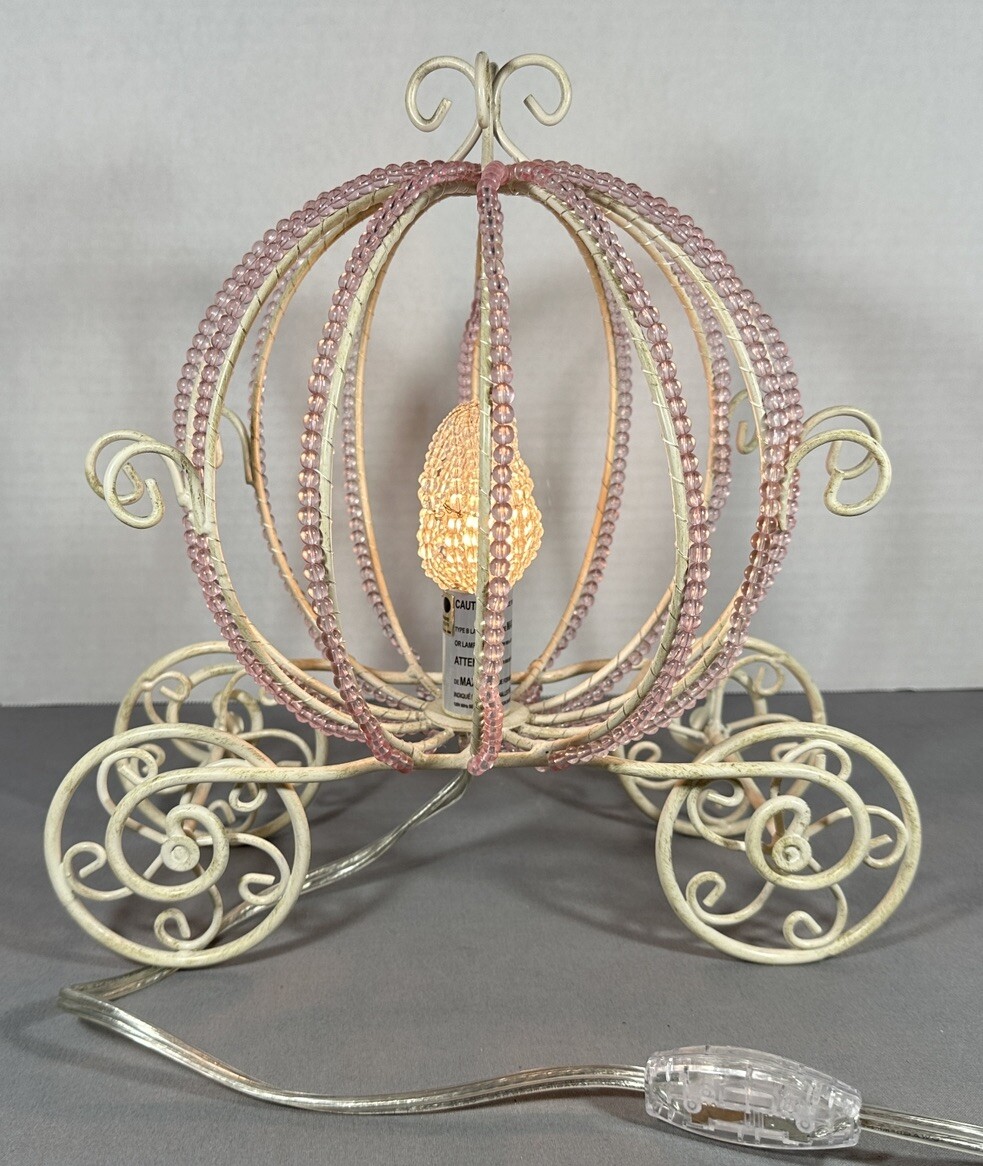 Cinderella Beaded Carriage Lamp Pottery Barn Princess Nightlight Retired WORKS