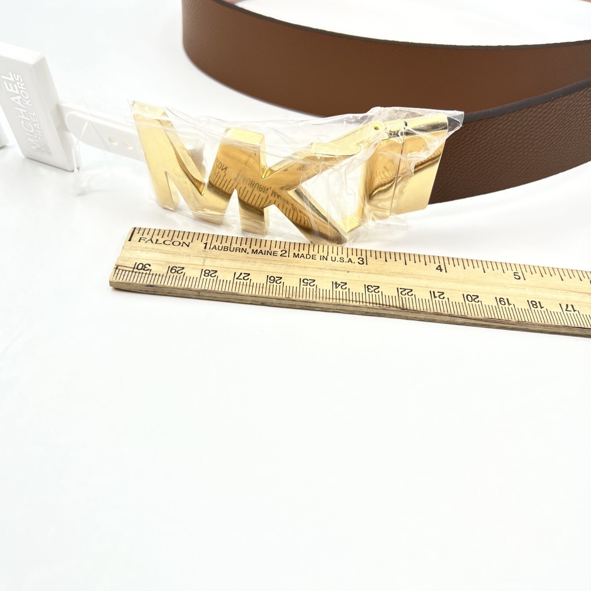 @Michael Kors Twist Reversible Belt Brown /Pink/Gold Michael Kors 558385 Cream MK Logo/Light Pink With Gold  main image 3