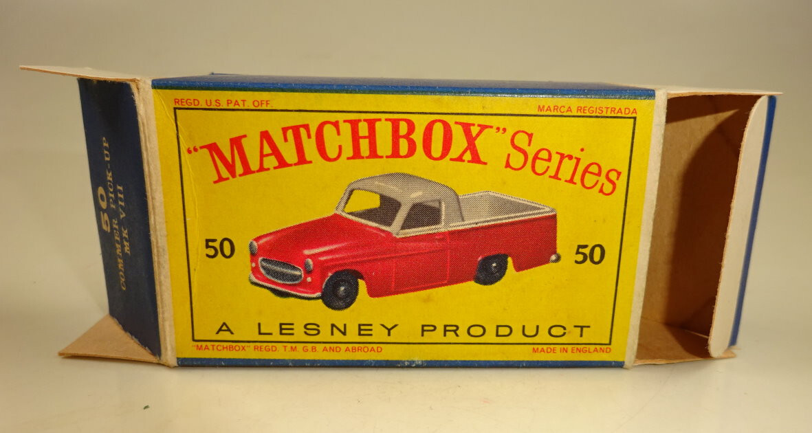 Matchbox No. 50A Commer Pick-up red & cream silver wheels near