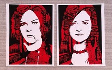 White Stripes 04 Tour Silkscreen Prints - Jack & Meg 'Silver Symbol' Edition
