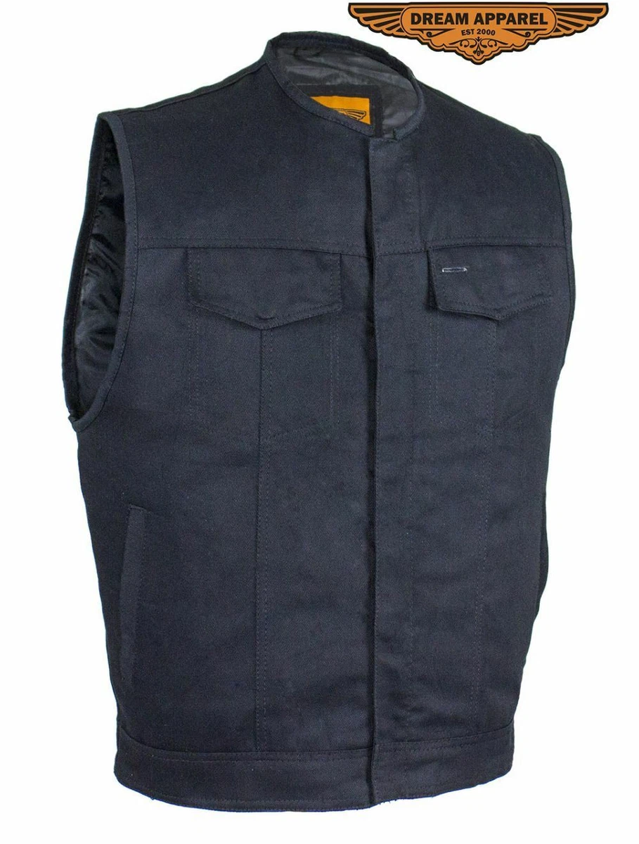 Mens black denim motorcycle vest discount