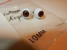 10 MM BROWN EYES PAIR FOR ANTIQUE GERMAN FRENCH BISQUE COMPOSITION SMALL SIZE