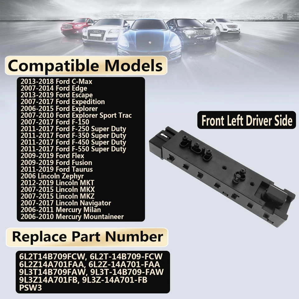 Left Driver Side 10 Way Power Seat Switch For 2007-2010 Ford Explorer Sport Trac - Image 2 of 4
