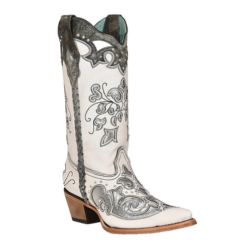 Dingo Womens Queen A Hearts White Leather Cowboy Boots | eBay
