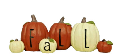 Fall printed on some orange & white pumpkins - New by Blossom Bucket #13168