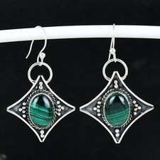 Orecchini Pendenti a Sfere di Malachite - Orecchini Malachite