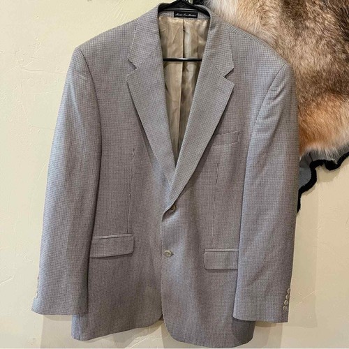 RALPH Ralph Lauren 42L 100% Silk Tan Suit Jacket Sports Coat Office Career Work