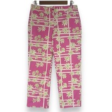 Lilly Pulitzer Capri Pants Finish Line Pink White Green Floral Daisy Mid Rise 6