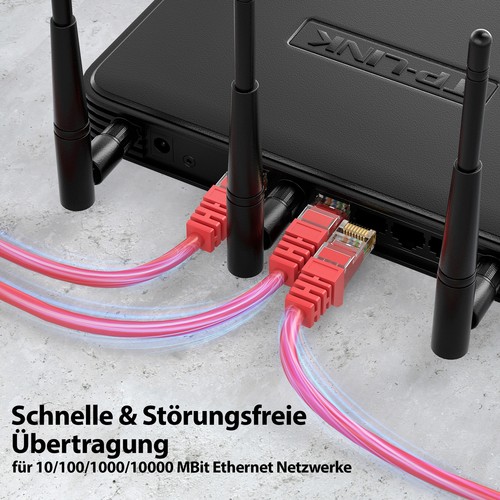 1m CAT 6 Patchkabel Netzwerkkabel Ethernetkabel DSL LAN Kabel - ROT - Afbeelding 3 van 6