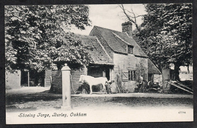 Postkarte Burley bei Oakham Rutland Schmied Shoeing Forge Dorf Pump Pferd