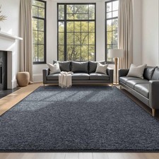 FinRe c 6x9 Washable Area Rugs for Bedroom Living Room, Low Pile Thin Rug Sol...