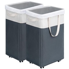 Goodpick Laundry Baskets 2-Pack, 75L Hamper with Wheels, Foldable Laundry Bas...