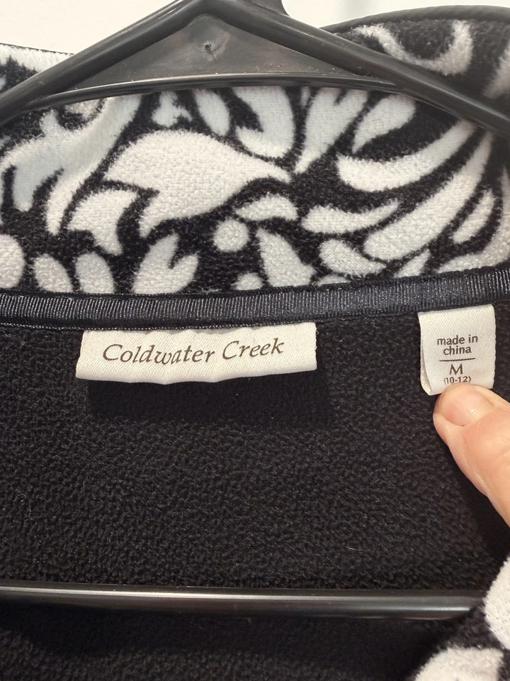 Pullover para mujer Coldwater Creek polar con cremallera en cuarto - blanco y negro - talla M Foto 3 de 4