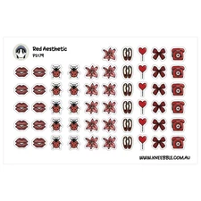 Red Planner Stickers – Bold Crimson Cherry Decorative Flower Design Decals