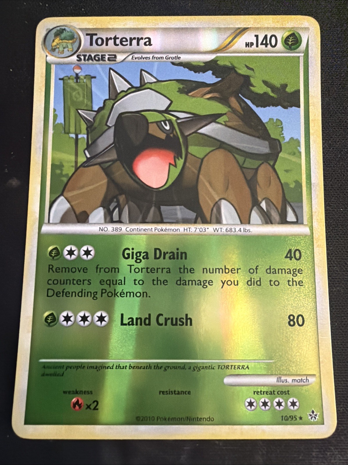 Pokemon TCG Torterra Reverse Holo 10/95 2010 Rare Card HGSS Unleashed NM