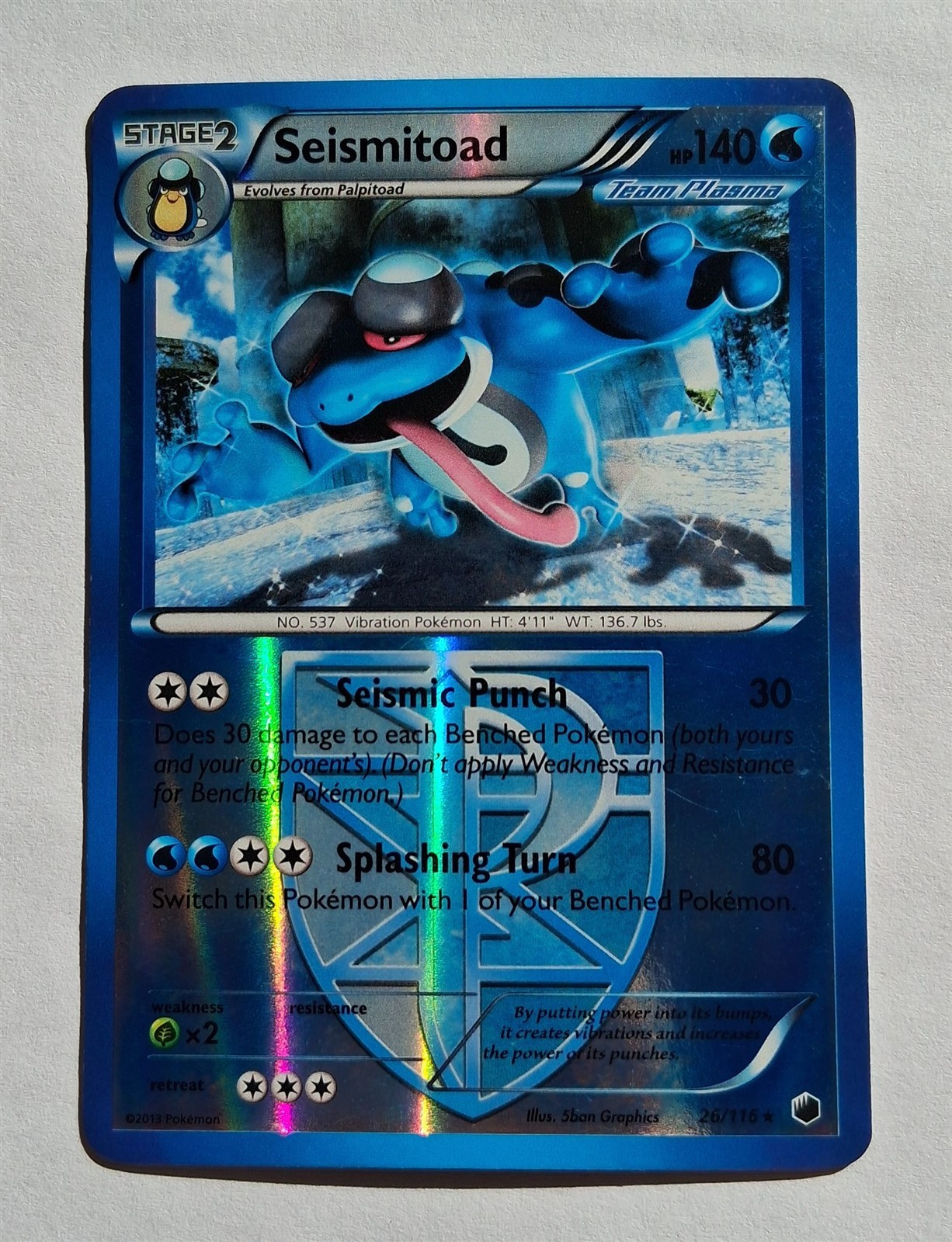 Pokemon - Seismitoad - Plasma Freeze 26/116 - Reverse Holo Rare - NM