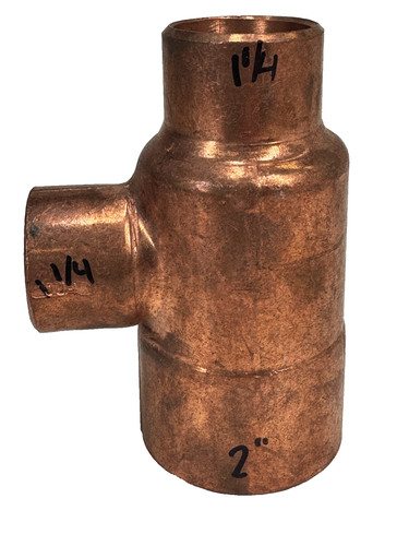EPC Reducing Tee 2" x 1-1/4" x 1-1/4" CTS Solder Joint Copper Sweat Fitting