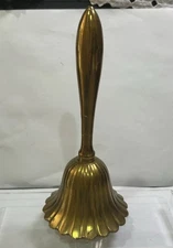VTG. Scalloped Brass Bell Large Deco School Church Dinner Bell 7.125” In Height