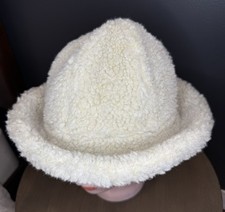 Betmar New York Vintage Sherpa Fur Hat White Cream 60s 70s Union Made USA Rare