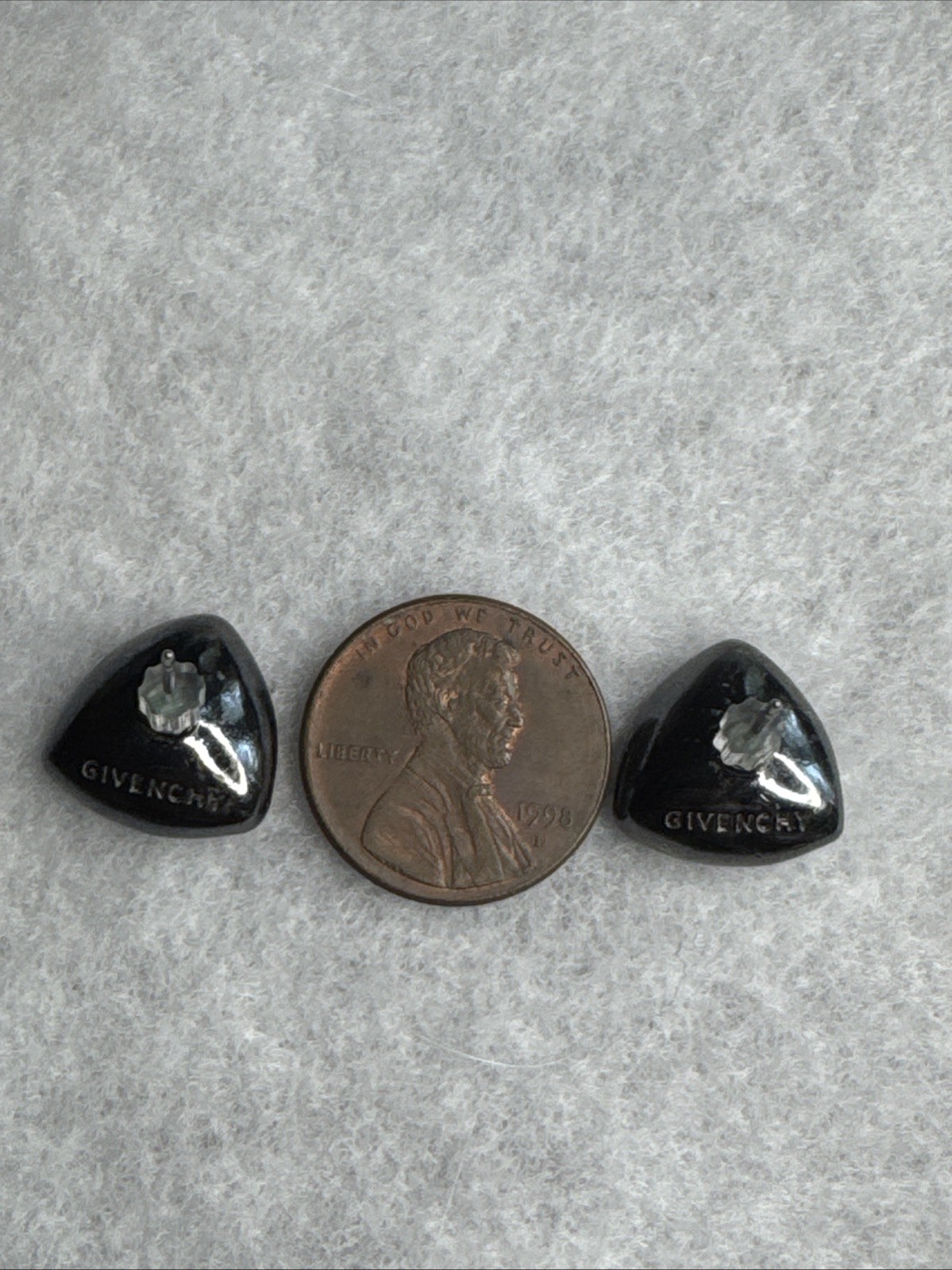 Givenchy Vintage  Crystal Stud Earrings Smoke (green)  Glass Rhinestones thumbnail 9